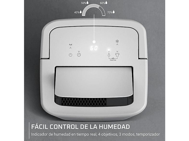Deshumidificador - Rowenta Extreme Dry Compact DH5260, 16 l/día, Depósito 3 l, Superficie 40 m², Silencioso, Blanco