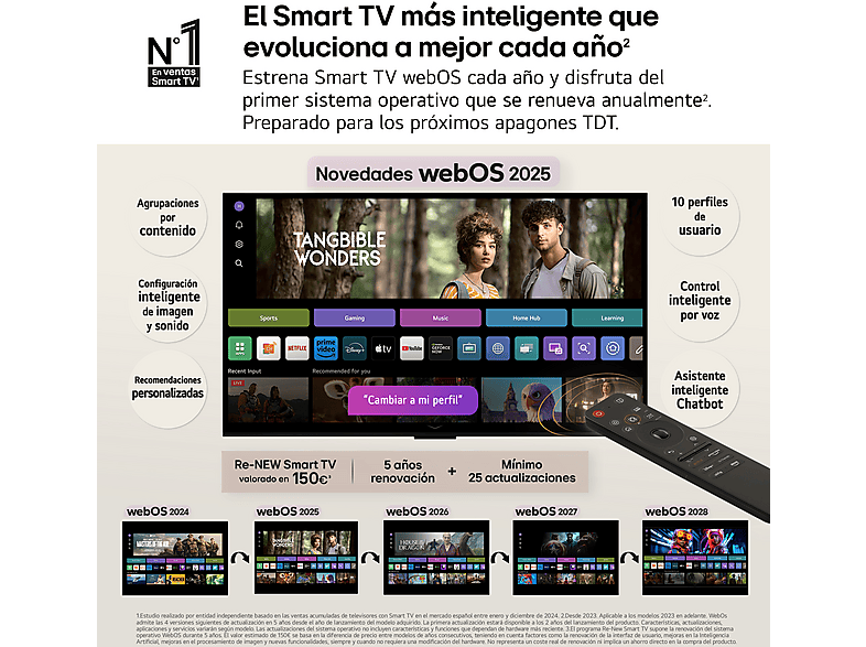 TV LED 32" - LG 32LR60006LA, Full-HD, Procesador Inteligente α5 AI Processor Gen6, Smart TV, DVB-T2 (H.265), Negro