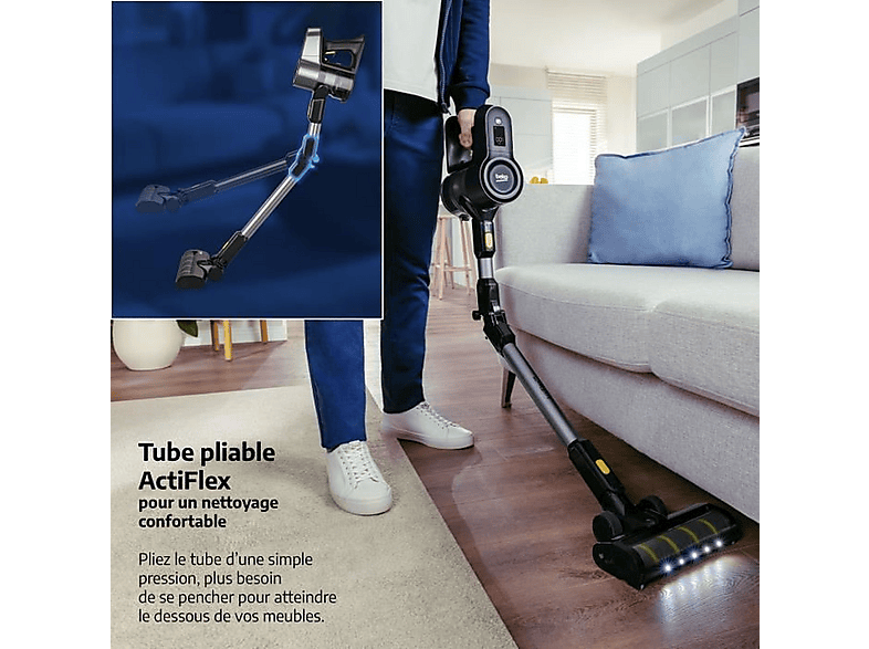 Aspiradora escoba - Beko VRT84225VI, 1,0 W, Potencia de succión 100 W, Depósito 0,1 ml, Gris