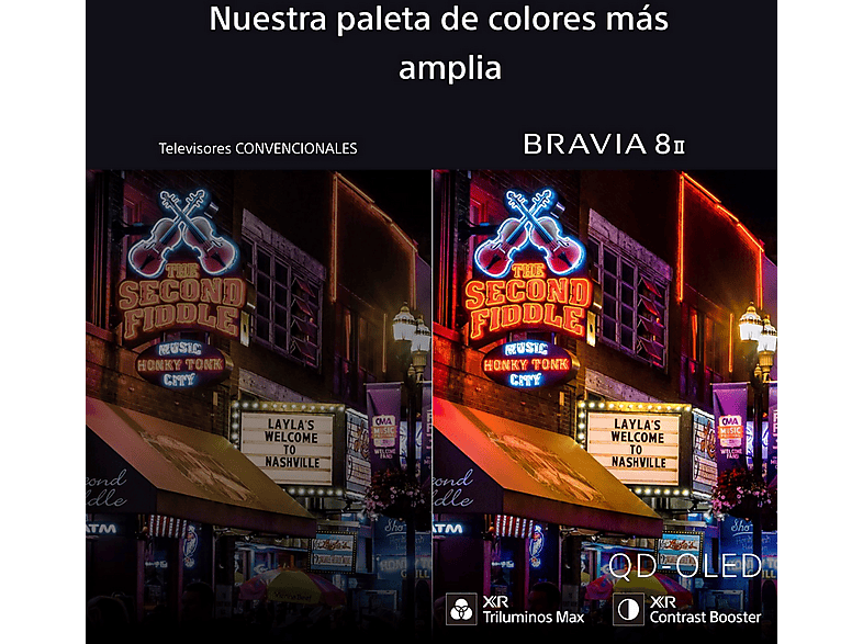 TV QD-OLED 55" - Sony Bravia 8 II, Procesador XR con IA, Smart TV (Google TV), IMAX, Dolby Atmos/Vision, Chromecast, Airplay, PS5, 120Hz, Eco, 55XR8M2