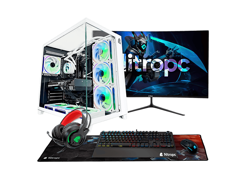 Pack PC gaming - Nitropc Pack Extremo, Intel Core i7-12700KF (12 núcleos, 20 hilos | 3,60 GHz hasta 5,00 GHz), Monitor 27" 300Hz, 32 GB RAM, 1 TB SSD