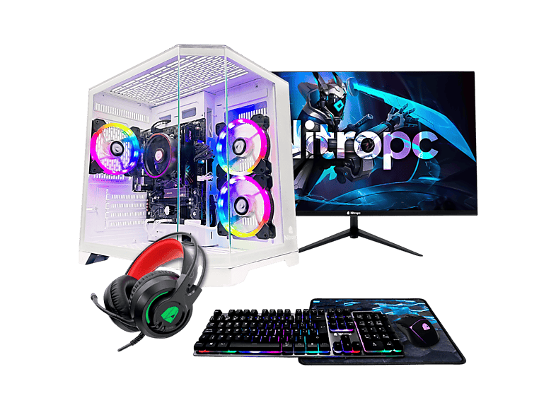 Pack PC gaming - Nitropc Pack Bronze, AMD Ryzen 5 3400G (4 núcleos, 8 hilos | 3,70 GHz hasta 4,2 GHz), Monitor 24" 165Hz IPS, 16 GB RAM, 512 GB SSD