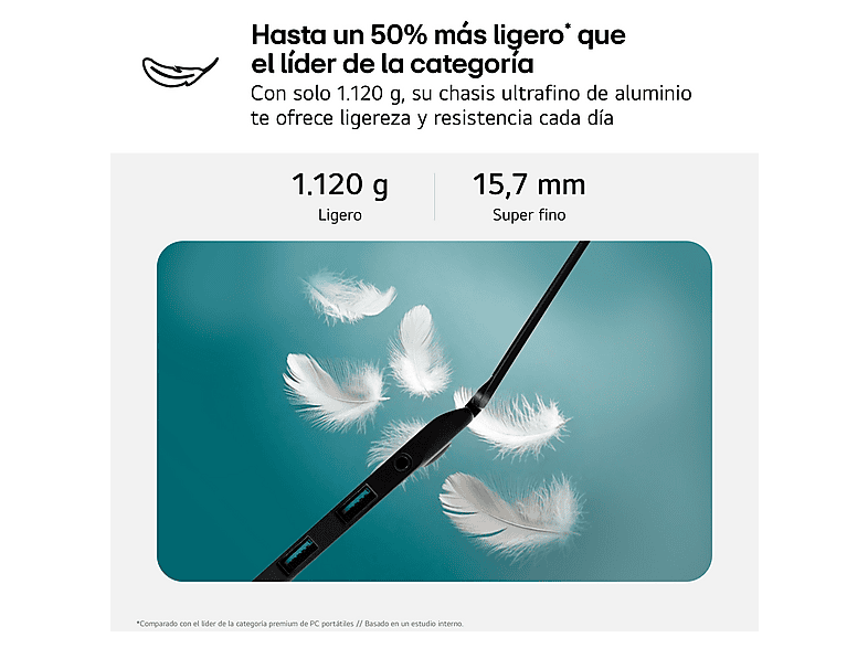 Portátil - LG 14Z90T-G.AD8BB, 14" WUXGA, Intel® Core™ Ultra 7-255H, 32 GB RAM, 2 TB SSD, Arc™ GPU, W11H, Negro