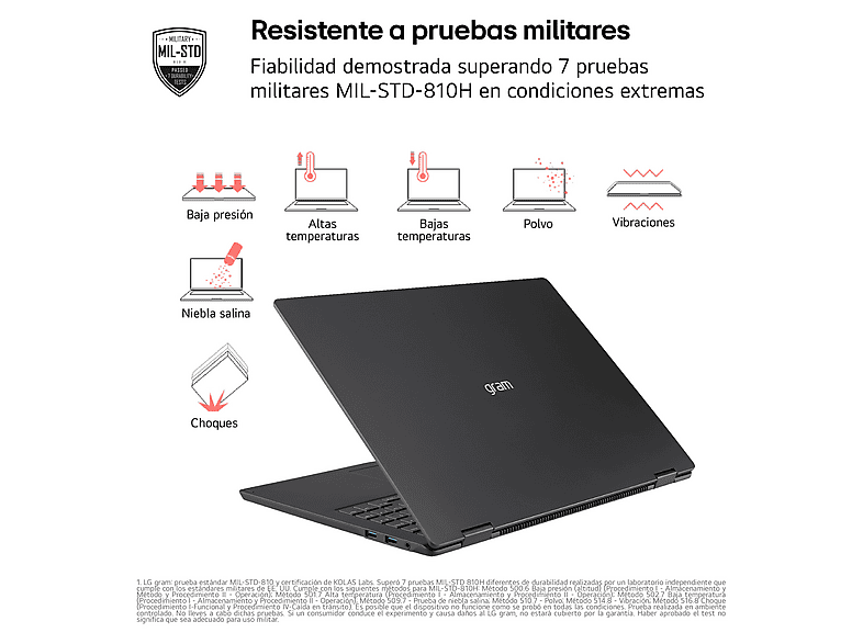 Portátil - LG 14Z90T-G.AD8BB, 14" WUXGA, Intel® Core™ Ultra 7-255H, 32 GB RAM, 2 TB SSD, Arc™ GPU, W11H, Negro