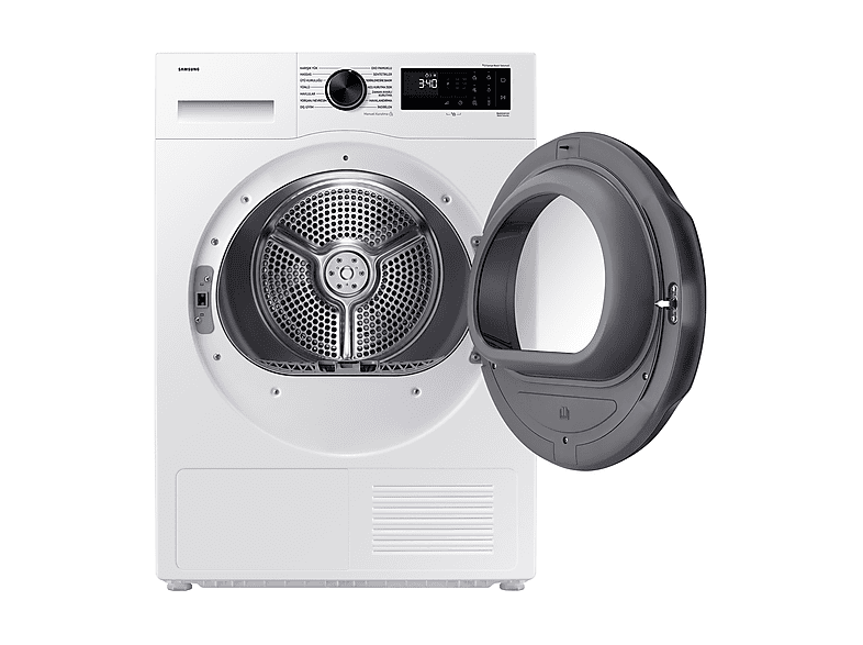 Secadora bomba de calor - Samsung DV90DG52A0AEEC, 9 kg, 14 programas, Hygiene Care, Inteligencia Artificial y SmartThings Clase C, Blanco