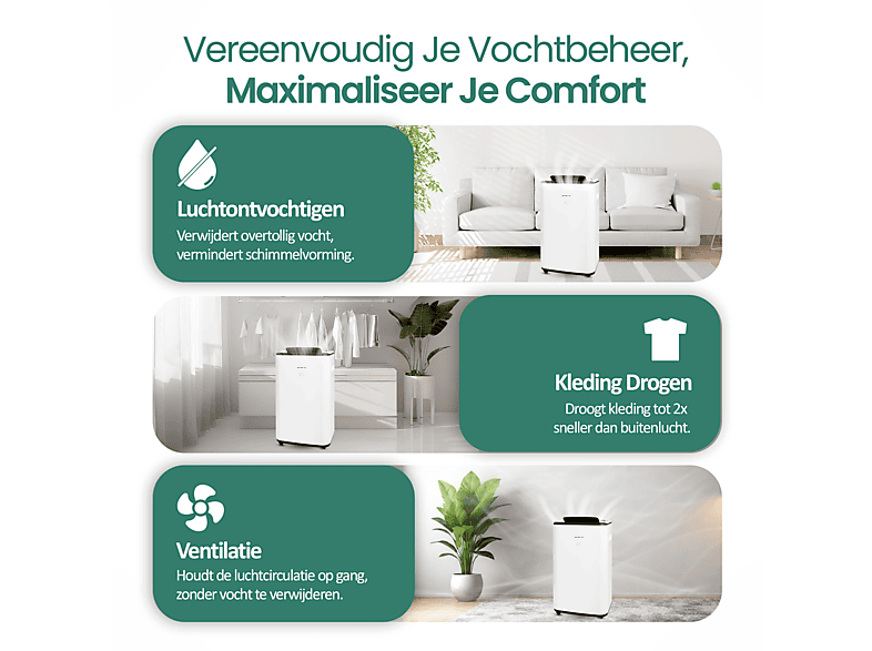 Deshumidificador - Emerio DH-129238, 6 l, 60 m², Blanco