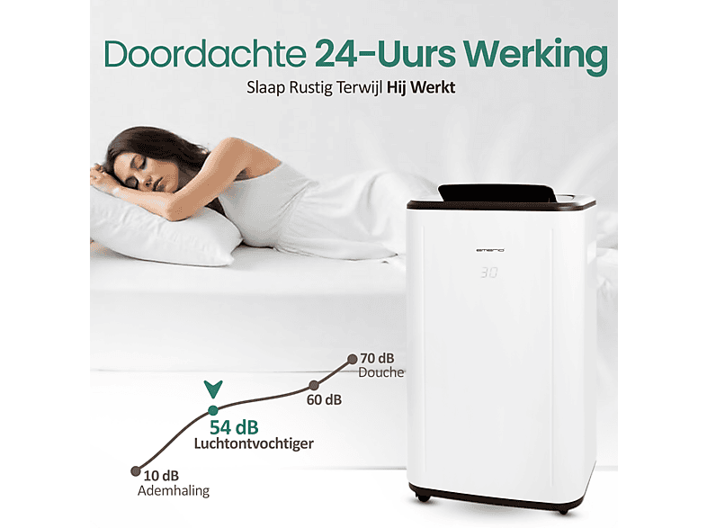 Deshumidificador - Emerio DH-129238, 6 l, 60 m², Blanco