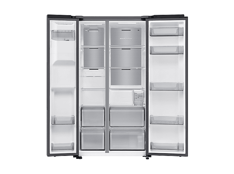 Frigorífico americano - Samsung Bespoke AI RS70F65KDTEF, All Around Cooling, No Frost, 178.4 cm, 640 l, Dispensador agua y hielo, Inox