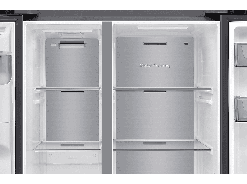Frigorífico americano - Samsung Bespoke AI RS70F65KDTEF, All Around Cooling, No Frost, 178.4 cm, 640 l, Dispensador agua y hielo, Inox