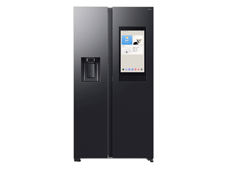 Frigorífico americano - Samsung Family Hub Bespoke AI RS90F66BEFEF, Twin Cooling, 178.4 cm, 614 l, Dispensador agua y hielo, Balda botellero, Grafito