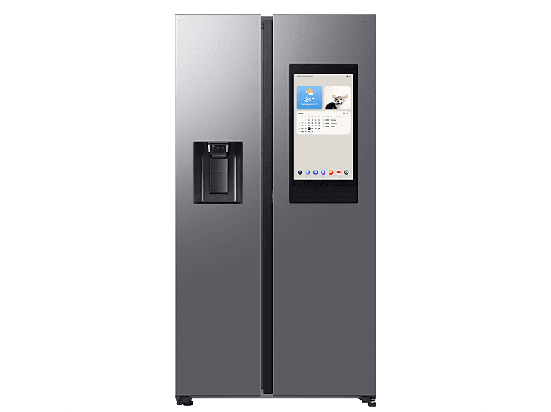 Frigorífico americano - Samsung Family Hub Bespoke AI RS90F66BETEF, Twin Cooling, 178.4 cm, 614 l, Dispensador agua y hielo, Balda botellero, Inox