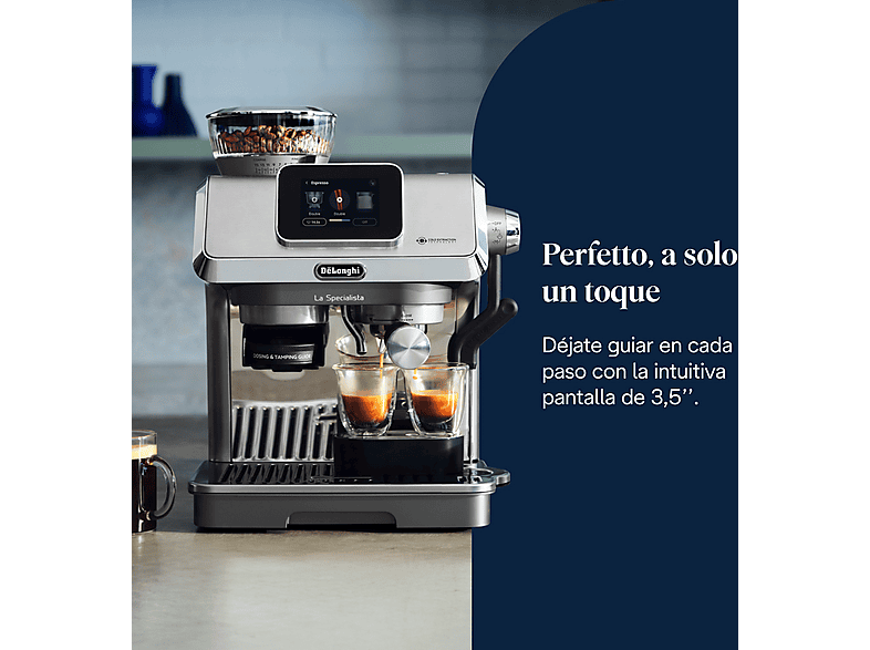 Cafetera express - De Longhi, De'Longhi La Specialista Touch EC9455.M, 1450W, 15 bar, 1.7 L, Molinillo integrado, Táctil, 4 Niveles de temperatura