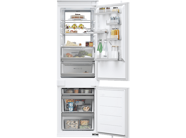 Frigorífico combi integrable - Haier ID Series HBW7518C, No Frost, 177,2 cm, 268 l, My Zone, Daylight, Blanco