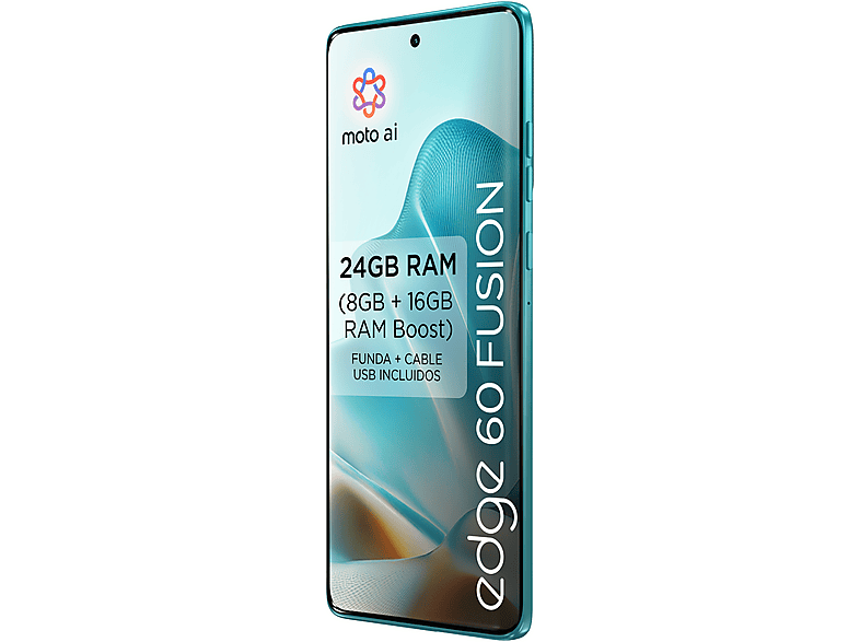 Móvil - Motorola edge 60 fusion, Amazonite, 256 GB, 8 GB RAM, 6.7" pOLED, MediaTek Dimensity 7300, 5200 mAh
