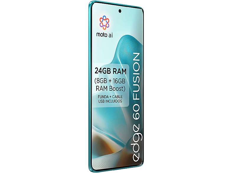 Móvil - Motorola edge 60 fusion, Amazonite, 256 GB, 8 GB RAM, 6.7" pOLED, MediaTek Dimensity 7300, 5200 mAh