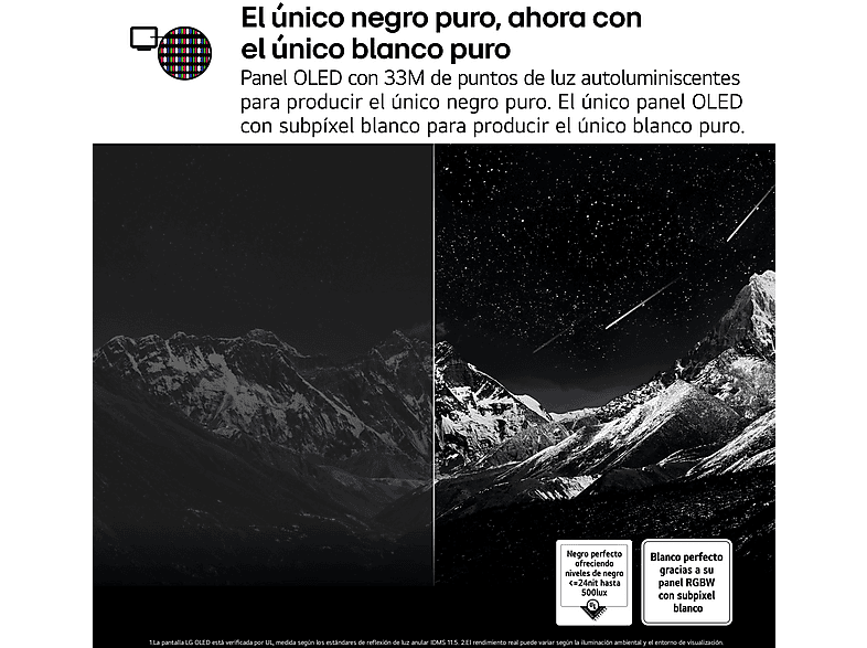 TV OLED 65" - LG OLED65G54LW, OLED 4K, Procesador Inteligente α11 AI Processor 4K Gen2, Smart TV, Gallery Design, Rocky Black