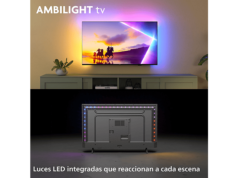 TV QLED 43" - Philips Ambilight 43PUS8510/12, UHD 4K, Titan OS, Smart TV, Pixel Precise Ultra HD, Dolby Atmos, Negro mate