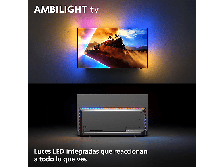 TV OLED 48" - Philips Ambilight 48OLED770/12, UHD 4K, Philips P5, Smart TV, Dolby Atmos; DTS:X, Negro mate