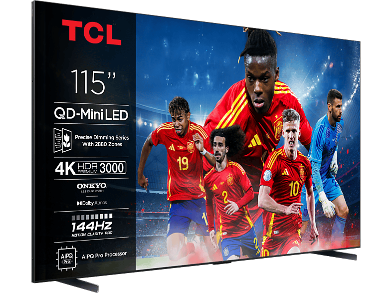 TV QD-Mini LED 115" - TCL 115C7K, 4K HDR Premium 3000nits, Smart TV con Google TV, Dolby Vision IQ·Atmos, 144Hz
