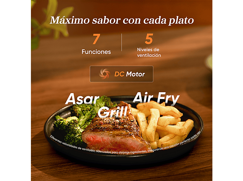 Freidora de aire - Cosori Turbo Tower Pro Smart™ Chef Edition, 2630 W, Doble Resistencia, 10.8 l, 2 cestas, Revestimiento cerámico, WiFi, Negro