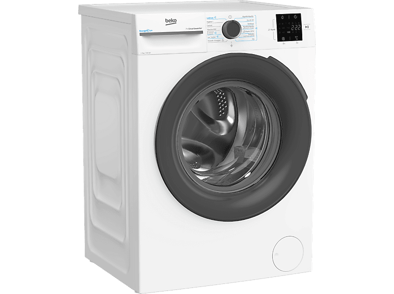 Lavadora carga frontal - Beko VBM3WFT39413WA, 9 kg, 1400 rpm, 15 programas, Energy Spin, Steam Cure, Motor ProSmart Inverter, Blanco