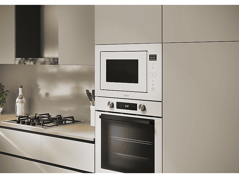 Microondas con grill integrable - Candy CA38MWN7NW, Grill de 1100 W, 8 niveles, 28 l, Blanco