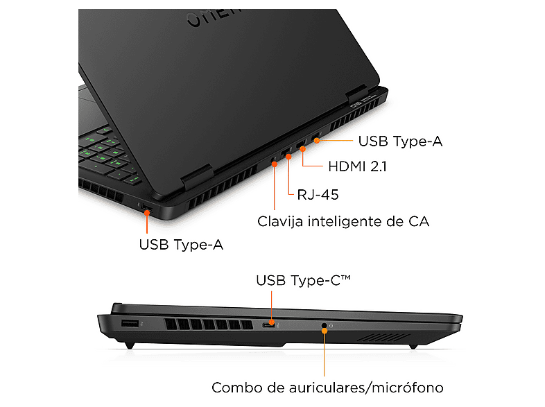 Portátil gaming - HP OMEN 16-ap0016ns Copilot+ PC, AMD Ryzen™ AI 9-365 50 TOPS, 32GB RAM, 1TB SSD, GeForce RTX™ 5070, Sin sistema operativo