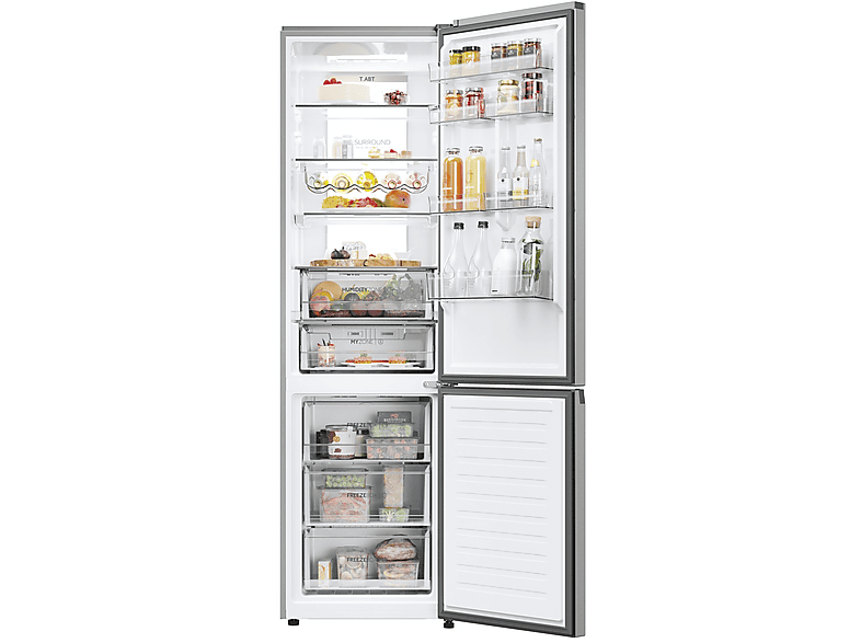 Frigorífico dos puertas - Haier Series 7 Pro HDPW7620ANPK, No Frost, 205 cm, 409 l, Clase A, Daylight, Inox