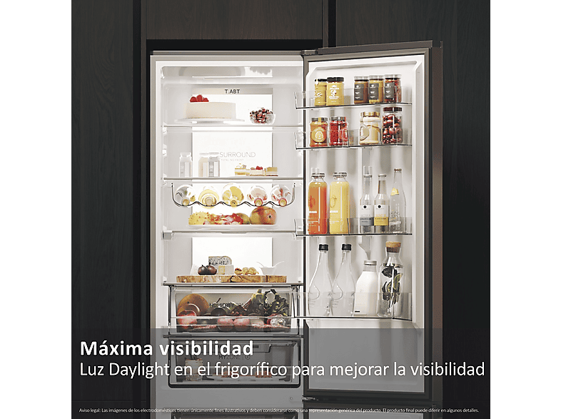 Frigorífico dos puertas - Haier Series 7 Pro HDPW7620ANPK, No Frost, 205 cm, 409 l, Clase A, Daylight, Inox
