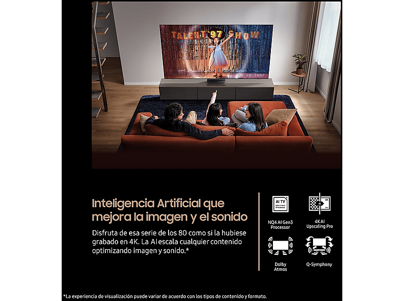 TV Neo QLED 43" - Samsung TQ43QN90FATXXC, QLED Mini Led 4K, NQ4 AI Gen3 Processor, Smart TV full AI, Wifi, Negro titanio