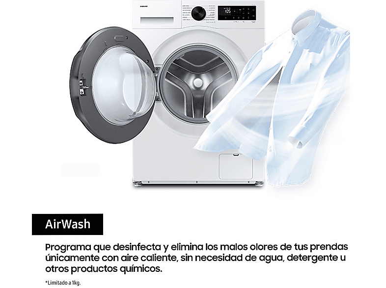 Lavadora secadora - Samsung WD90DG5G34BEEC, 9kg/5kg 1400 rpm, 13 programas, AI Ecobubble™ Clase E/A-10%, fondo reducido, Blanco
