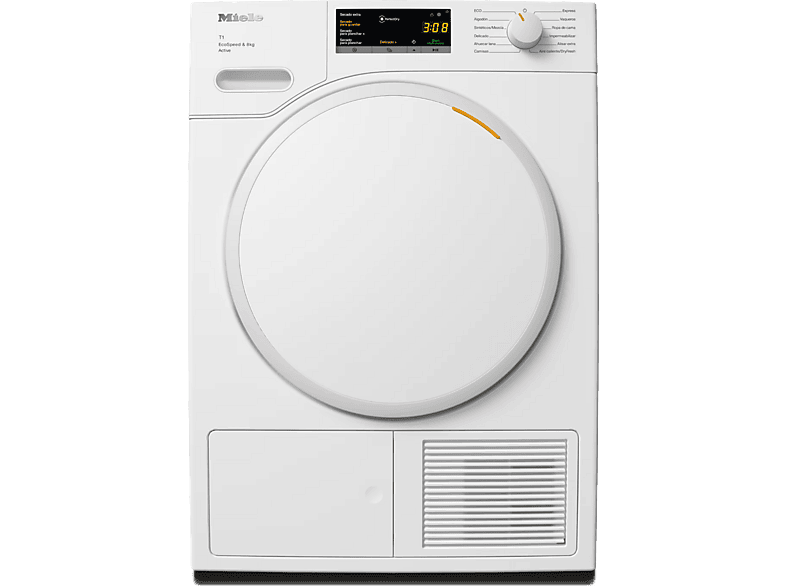 Secadora bomba de calor - Miele TWA520WP 8kg Active, 12 Programas, EcoDry, FraganceDos, Blanco loto