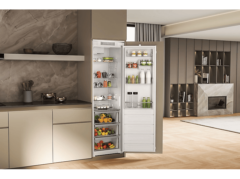 Frigorífico una puerta integrable - Whirlpool WHSD18A013C1, Altura 177 cm, Capacidad 306 l, Tecnología 6th sense, Inox
