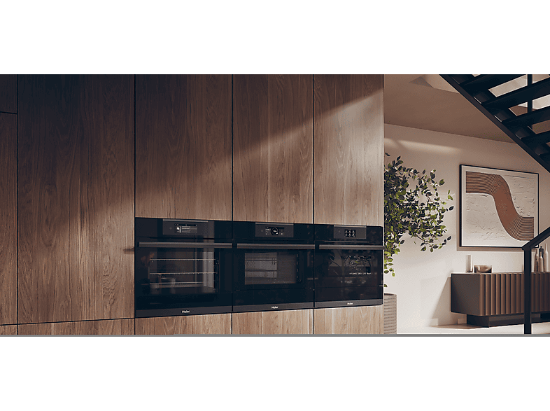 Microondas integrable - Haier Series 6 HWO45NB6T0B1, 5 potencia, Negro