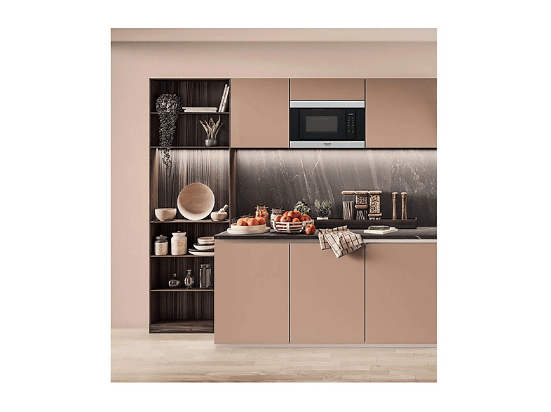 Microondas integrable - Hotpoint MF20S IX HA.1, 6 potencia, 20 l, Negro, Acero inoxidable