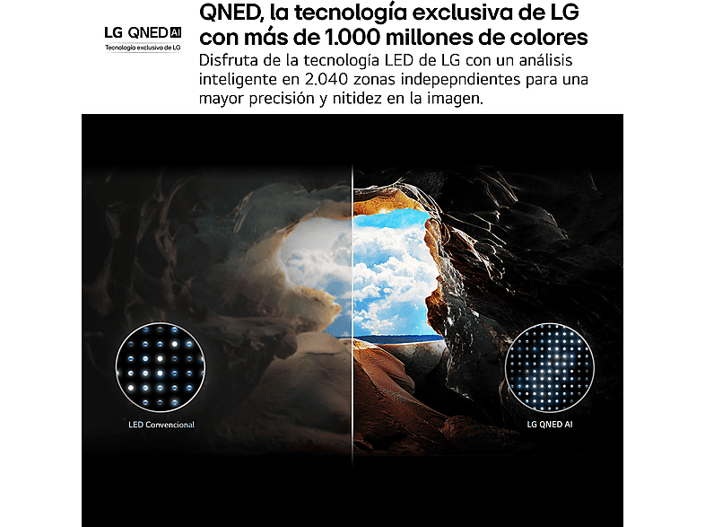 TV QNED 55" - LG 55QNED82A6B, UHD 4K, Procesador Inteligente α7 AI Processor 4K Gen8, Smart TV, DVB-T2 (H.265), Ashed Blue