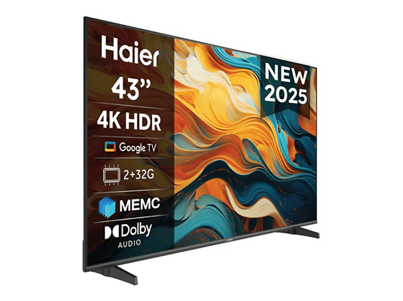 TV LED 43" - Haier K85 Series H43K85FUX, MEMC, Direct LED 4K HDR10, Google TV, Dolby Audio, Negro