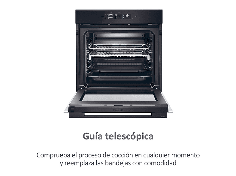 Horno - Haier ID Series 4 H6 ID46G3YTB, Multifunción, Pirolítico y por agua, 78 l, Guías telescópicas, 20 funciones, 60 cm, Negro