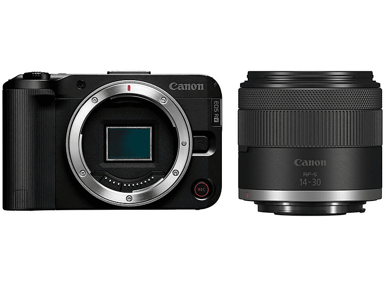 Cámara EVIL - Canon EOS R50 V + RF-S 14-30mm, 24.2 MP, Pantalla táctil LCD TFT color 7.5 cm, Wi-Fi, 4K a 60p, Dual Pixel CMOS Auto Focus, Negro