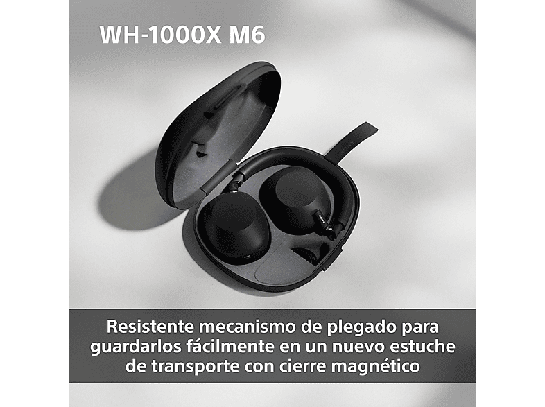 Auriculares inalámbricos - Sony WH-1000XM6, Cancelación ruido, 30h Autonomía, Hi-Res, Carga Rápida, Cómodo, Plegable, iOS/Android, Negro