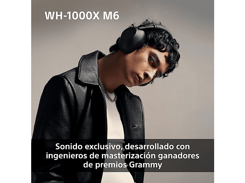 Auriculares inalámbricos - Sony WH-1000XM6, Cancelación ruido, 30h Autonomía, Hi-Res, Carga Rápida, Cómodo, Plegable, iOS/Android, Plata