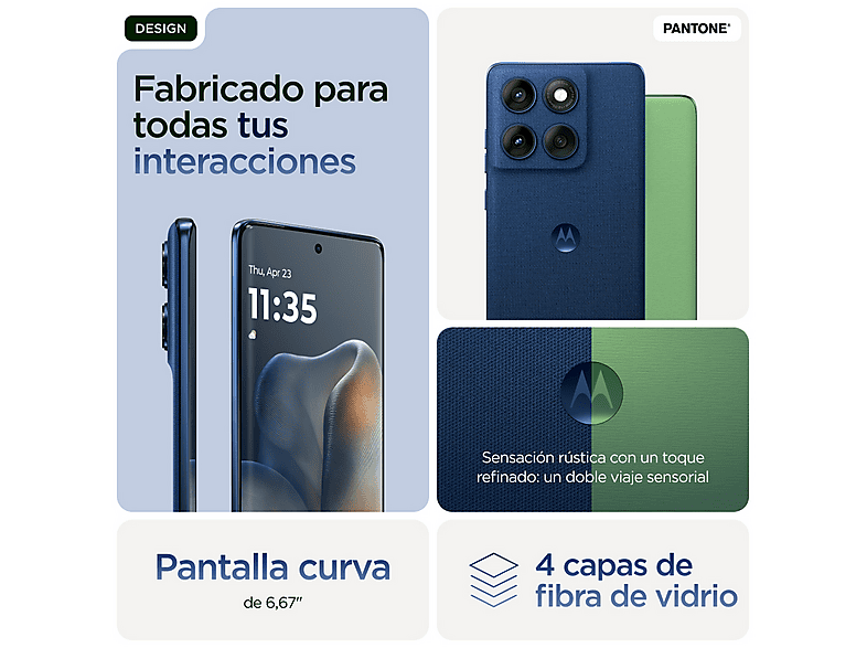 Móvil - Motorola edge 60, Gibraltar Sea, 512GB, 12GB RAM, 6.67" pOLED, MediaTek Dimensity 7300, 5200 mAh