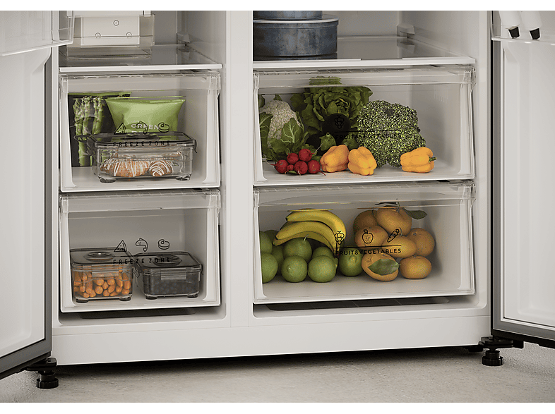 Frigorífico americano - Koenic KDD 211 A NF IN B, No Frost, 177 cm, 592 l, Side-by-Side, Libre Instalación, Touch Control, Dark Inox
