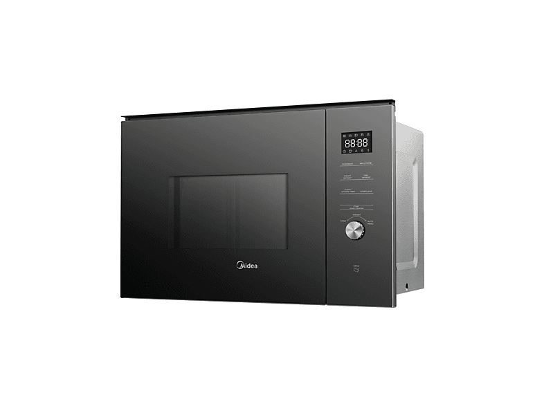 Microondas con grill integrable - Midea MBMTG925E-BK, 900 W, 1200W Potencia Grill, 7 Funciones, 25l, Cristal Negro