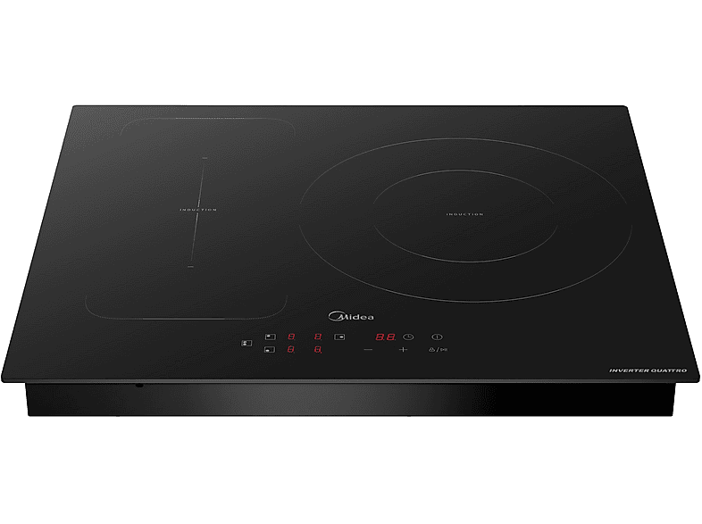Placa inducción - Midea MIH740T463K0, 3 Zonas, 32 cm Zona Grande, 59 cm Ancho, 9 Niveles de Potencia, Negro