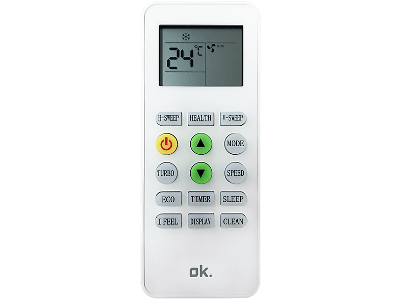 Aire acondicionado Split 1 x 1 - OK . OAC 12225 ES SET, 3009 fg/h, Inverter, Auto Limpieza, Temporizador 24h, Blanco