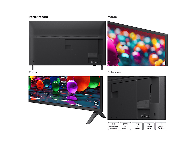 TV LED 55" - LG 55UA75006LA, UHD 4K, Procesador Inteligente α7 AI Processor 4K Gen8, Smart TV, DVB-T2 (H.265), Charcoal Black