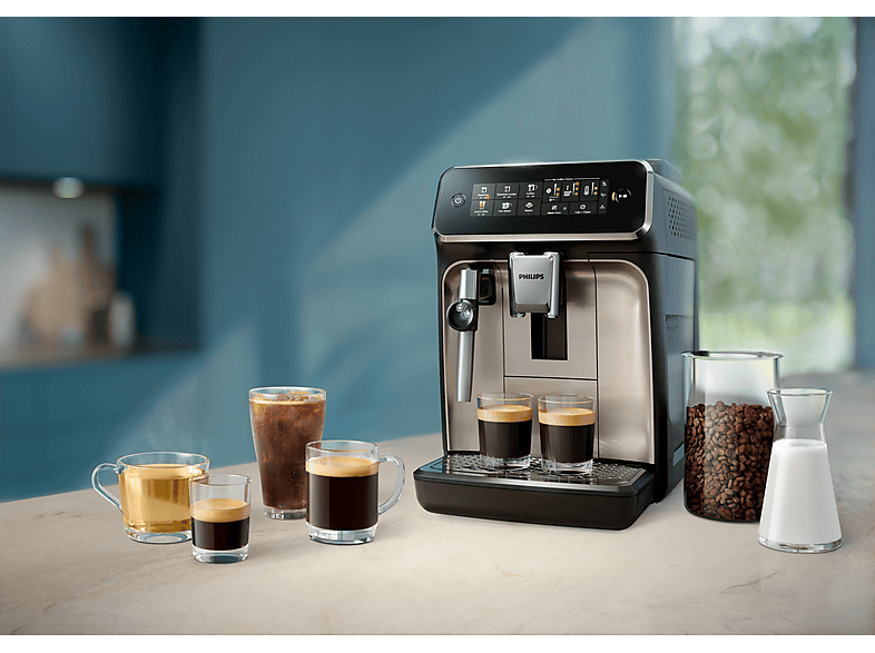 Cafetera superautomática - Philips 3300 Series EP3321/40, Tecnología AquaClean, 2 tazas, Presión Máx. 15 bar, Deposito de agua 1.8 l, 1500 W, Negro