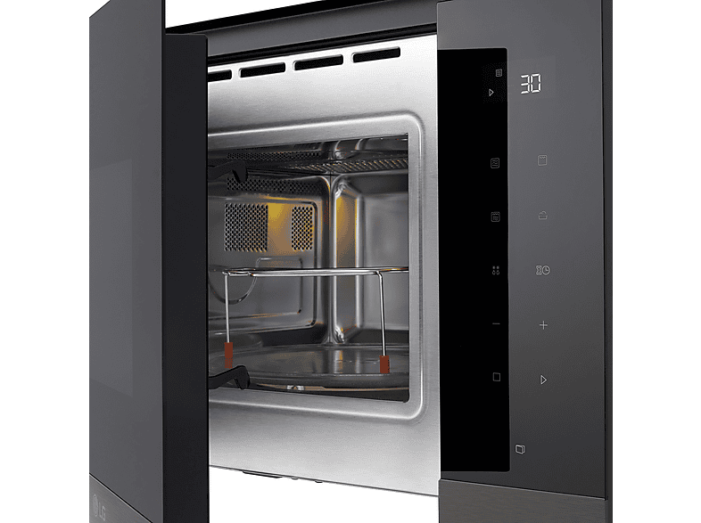 Microondas con grill integrable - LG MG7Z2593B, 900 W, 8 niveles, 25 l, Cristal negro