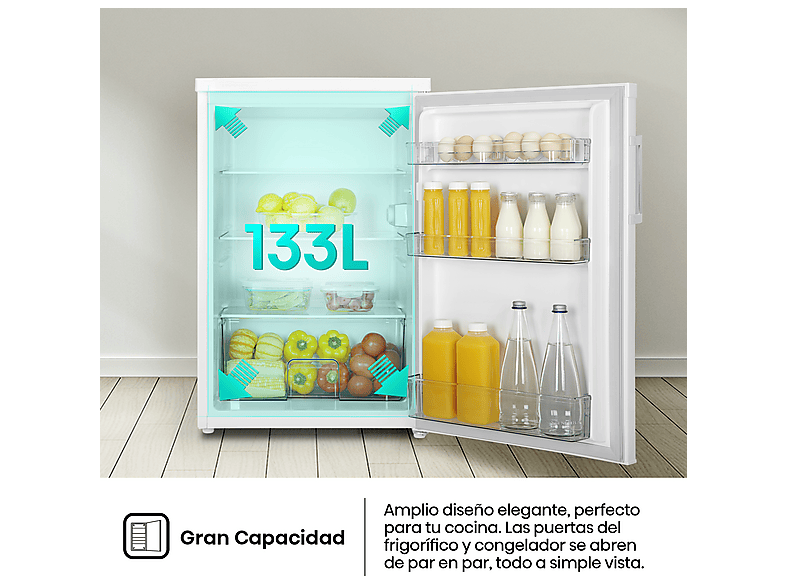 Nevera pequeña - Hisense RL170D4BWE, 133 L, 84.5 cm, Cíclico, Puerta reversible, 40 dB, Blanco